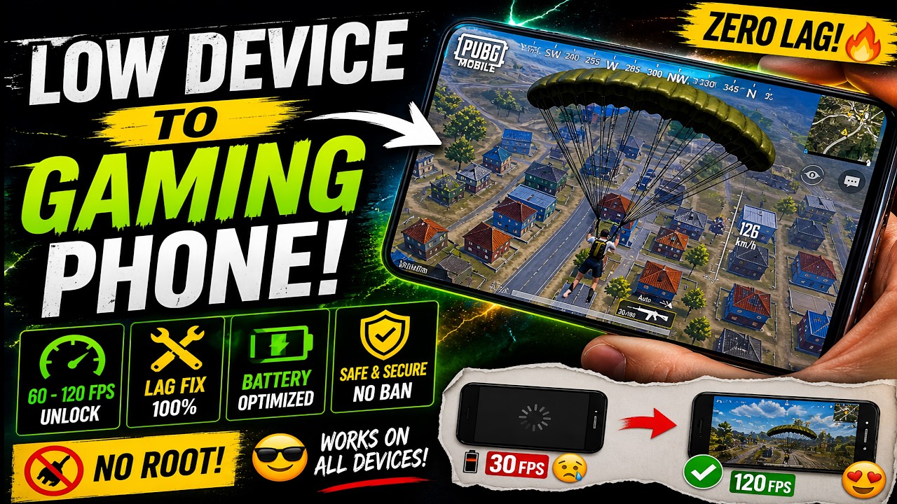 Turn ANY Low-End Phone into a Gaming Phone! 😱 PUBG/BGMI Zero Lag + 60/120 FPS Boost (No Root)