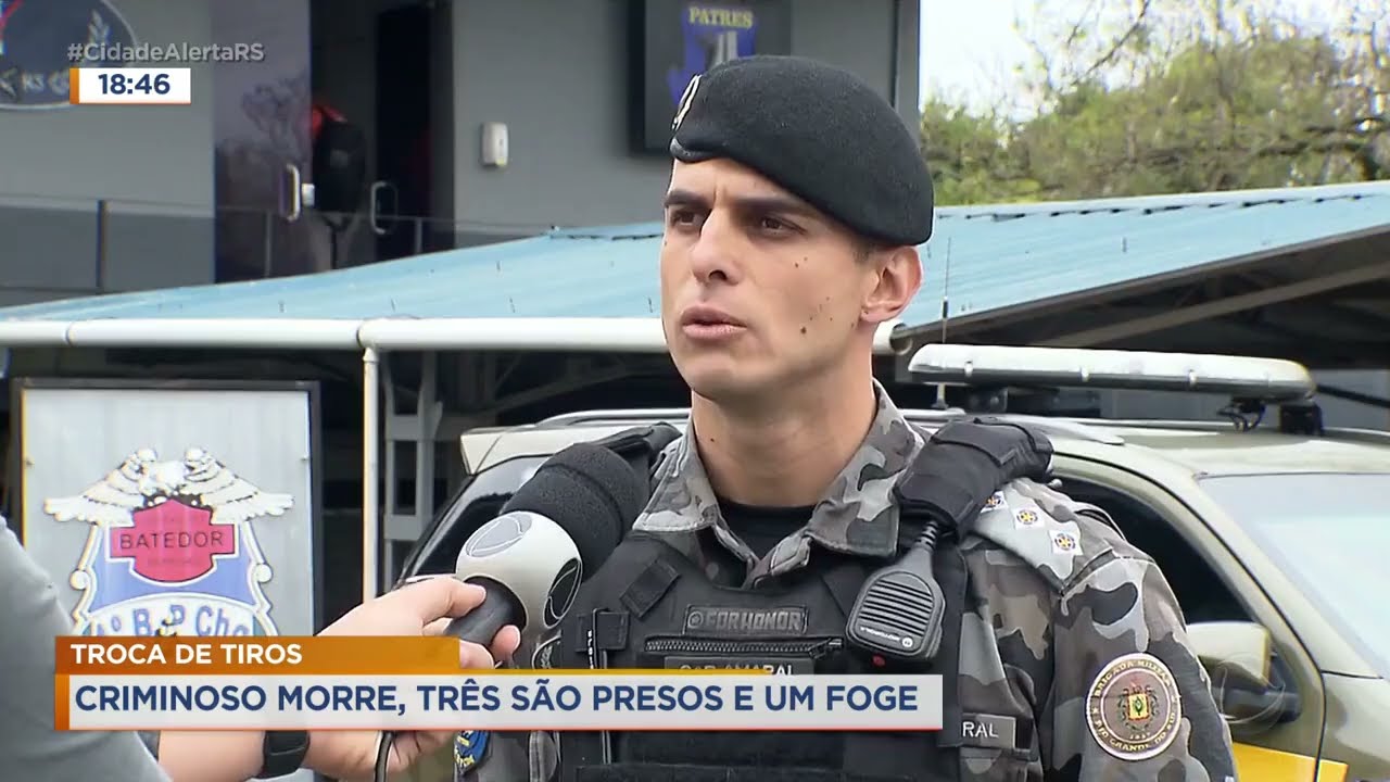 Troca de tiros: criminoso morre, três são presos e um foge