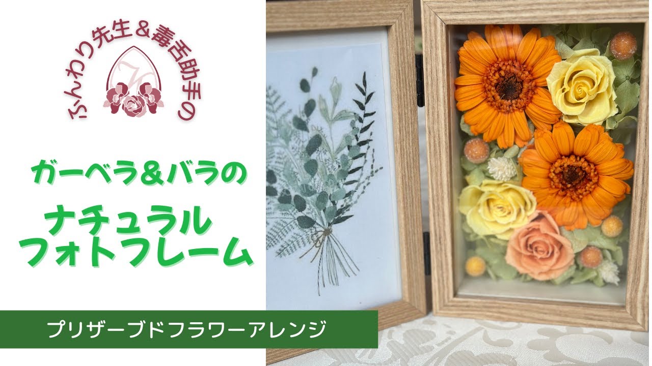 【ふんわり先生と毒舌助手の】リニューアルした当店オリジナル「フォトフレーム」。ビタミンカラーのガーベラが可愛らしい商品です（ご購入は概要欄から）