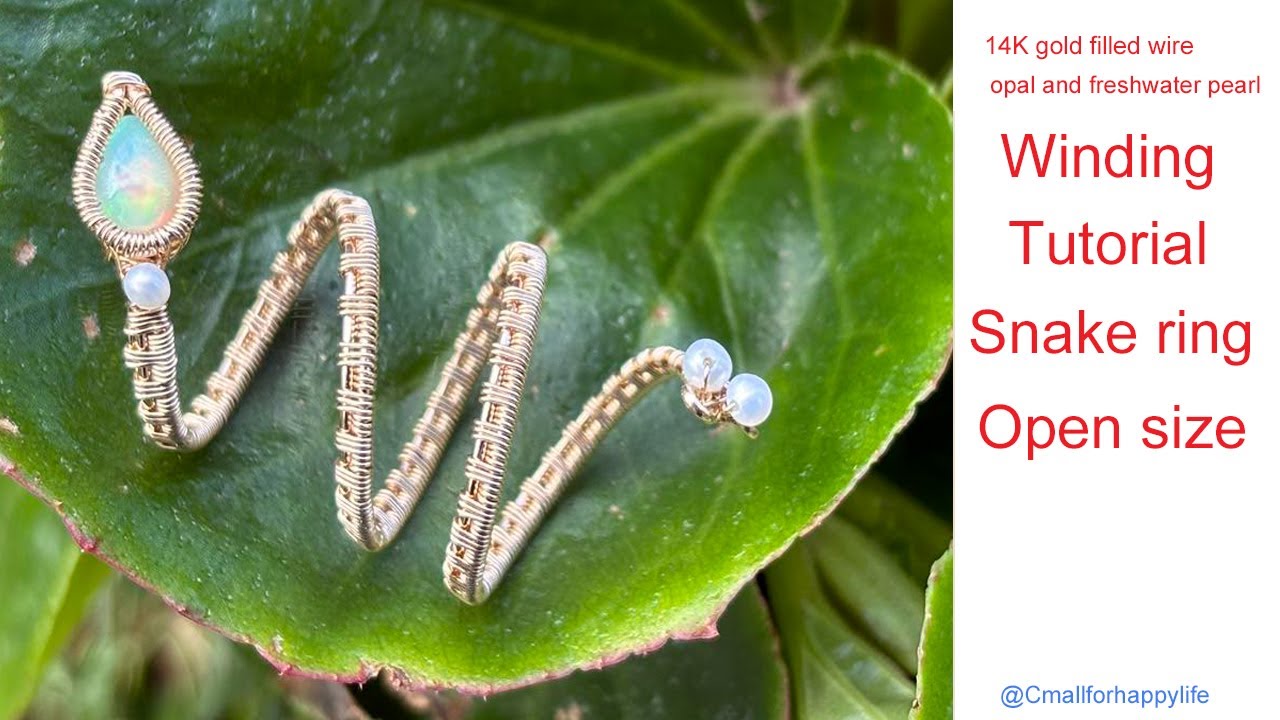 Winding Ring Tutorial: DIY snake ring tutorial with Natural opal  14K gold filled wire Video 265