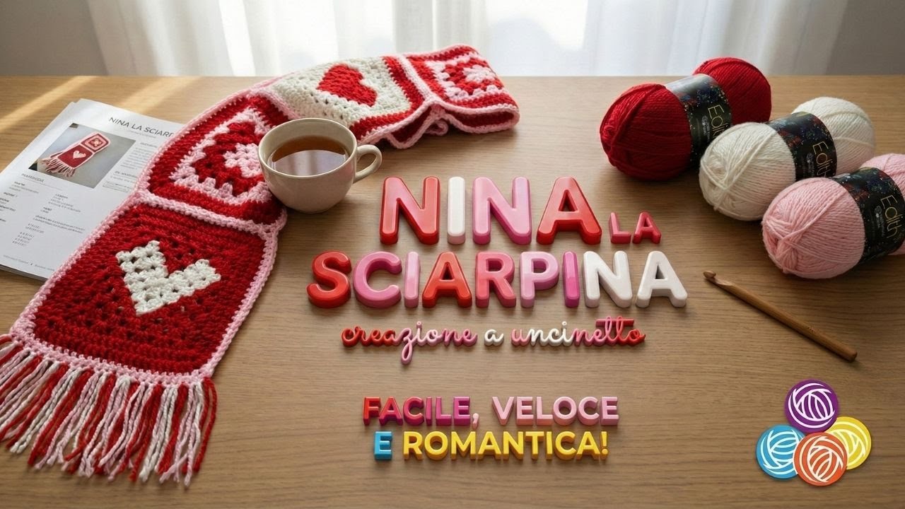GRANNY SQUARE che conquista il CUORE! | Nina la Sciarpina - Tutorial romantico facilissimo 🎯