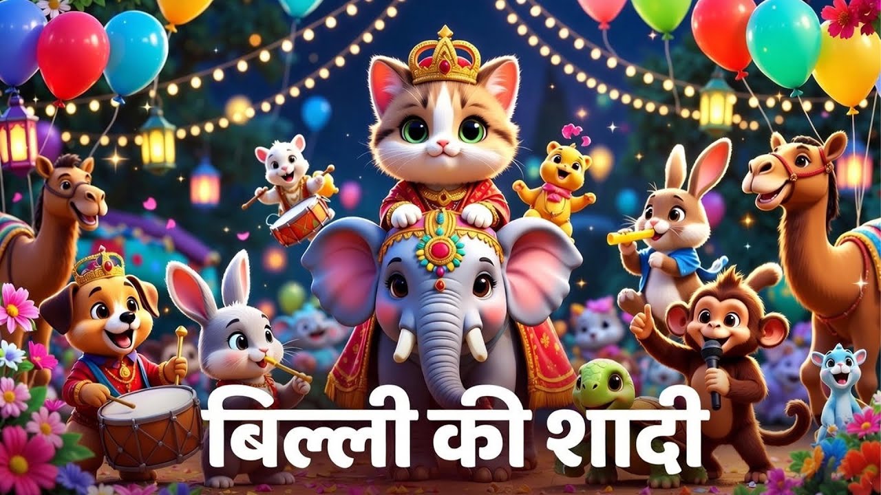 बिल्ली की शादी 🐱💍 | Funny Kids Cartoon Song | Cat Wedding Story in Hindi
