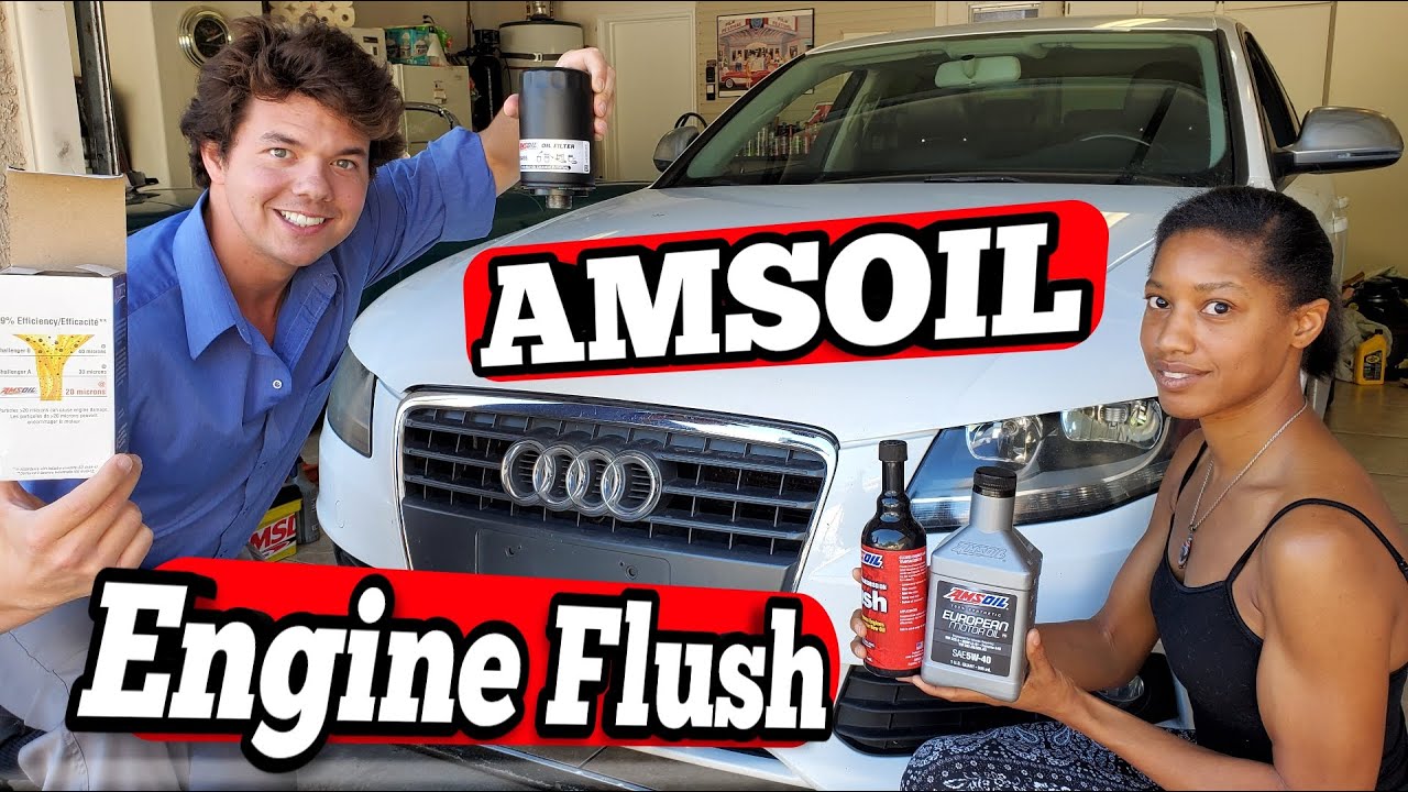 Замена масла в двигателе Audi A4 Turbo AMSOIL 2009 года