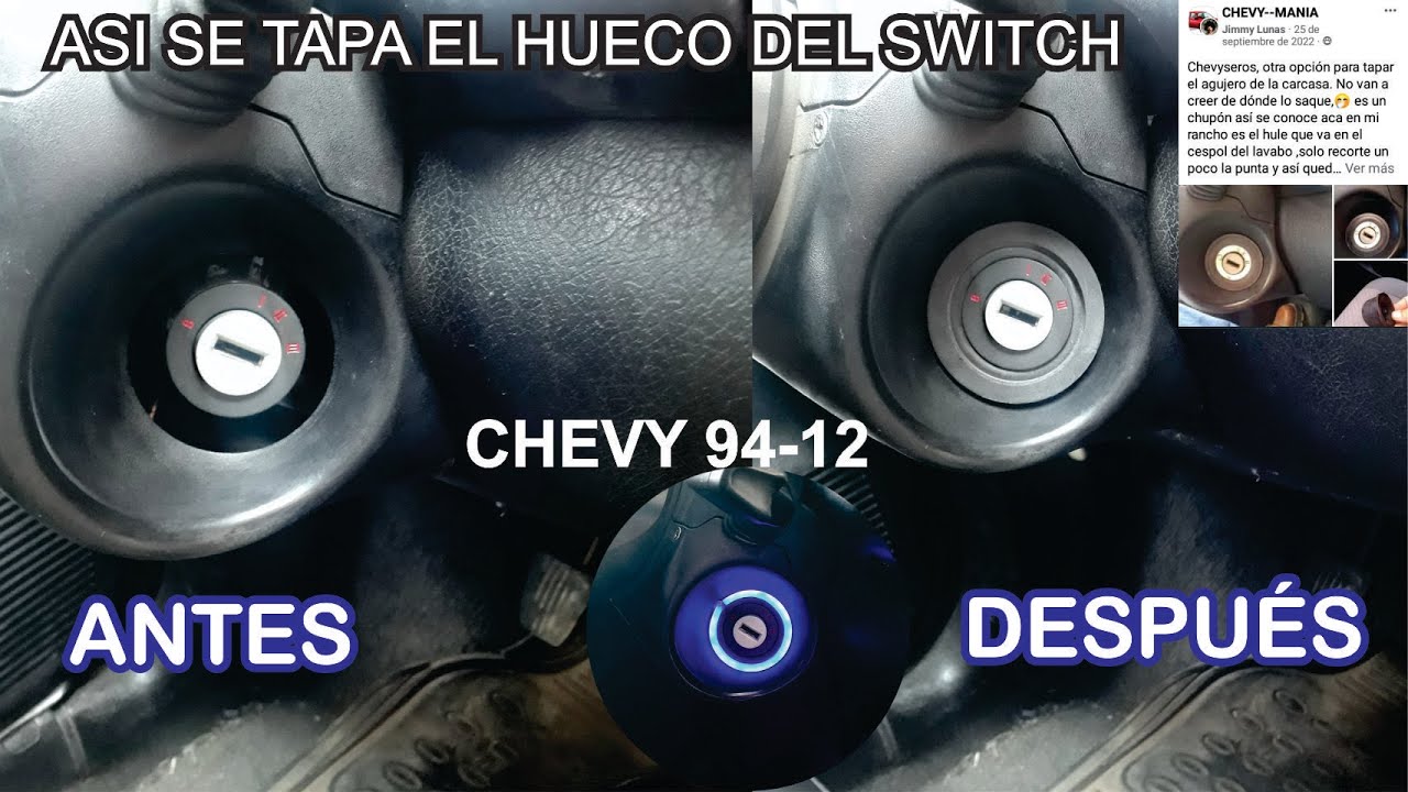 ASI SE TAPA EL HUECO DEL SWITCH DE ENCENDIDO DEL CHEVY!! QUEDO COMO ORIGINAL!!