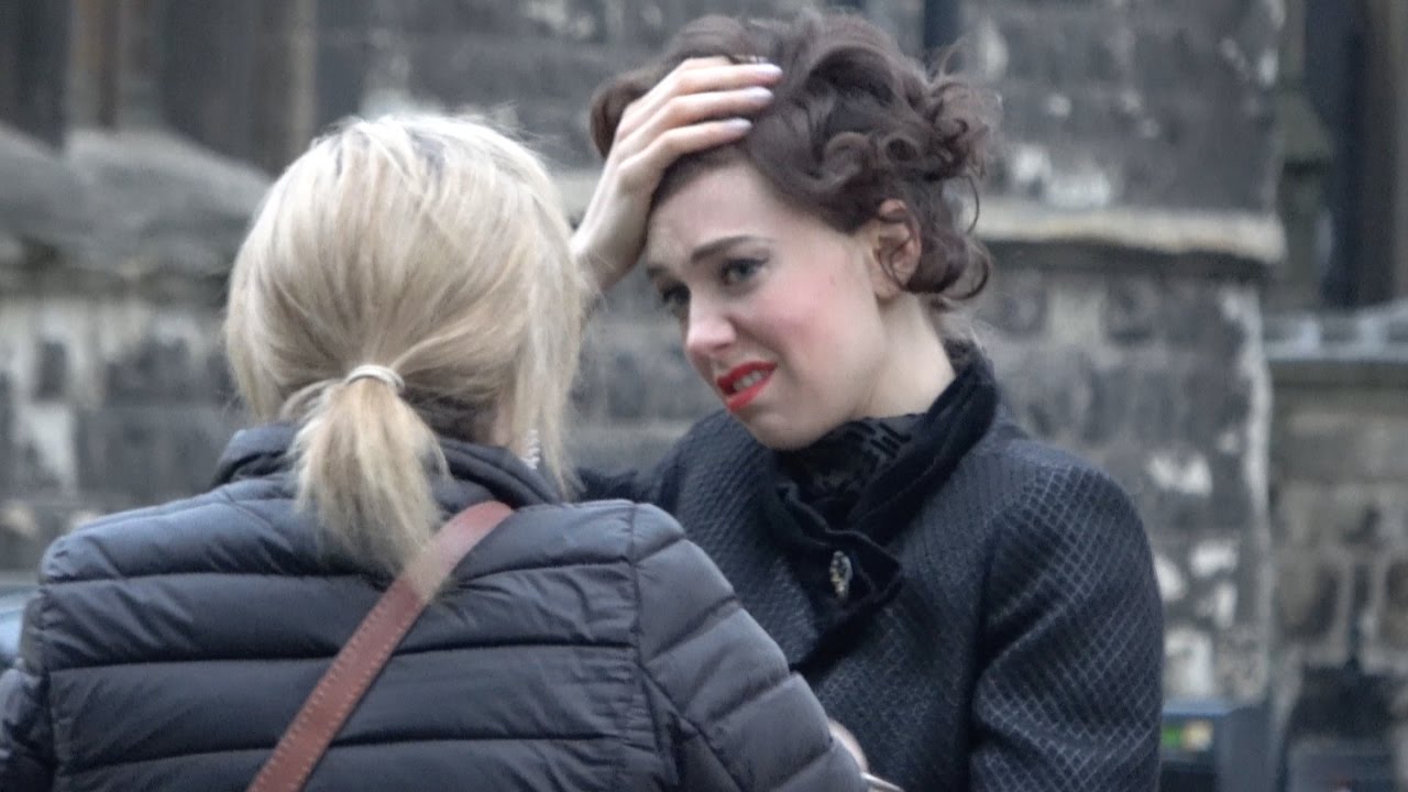 Vanessa Kirby suffers 'helmet hair' after filming 'The Crown' on location in London