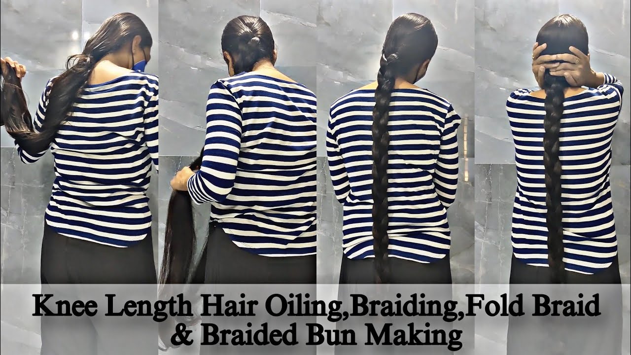 Knee-Length Hair Oiling, Braiding & Elegant Braided Bun |Relaxing Long Hair Play