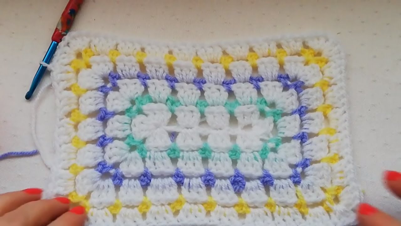 Modern granny stitch rectangle crochet tutorial, Crochet Nuts