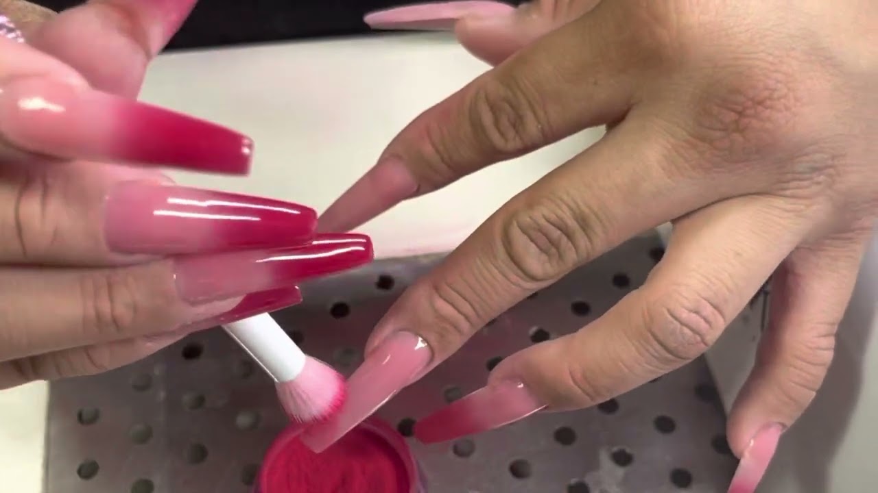 Ombre using base gel and acrylic powder