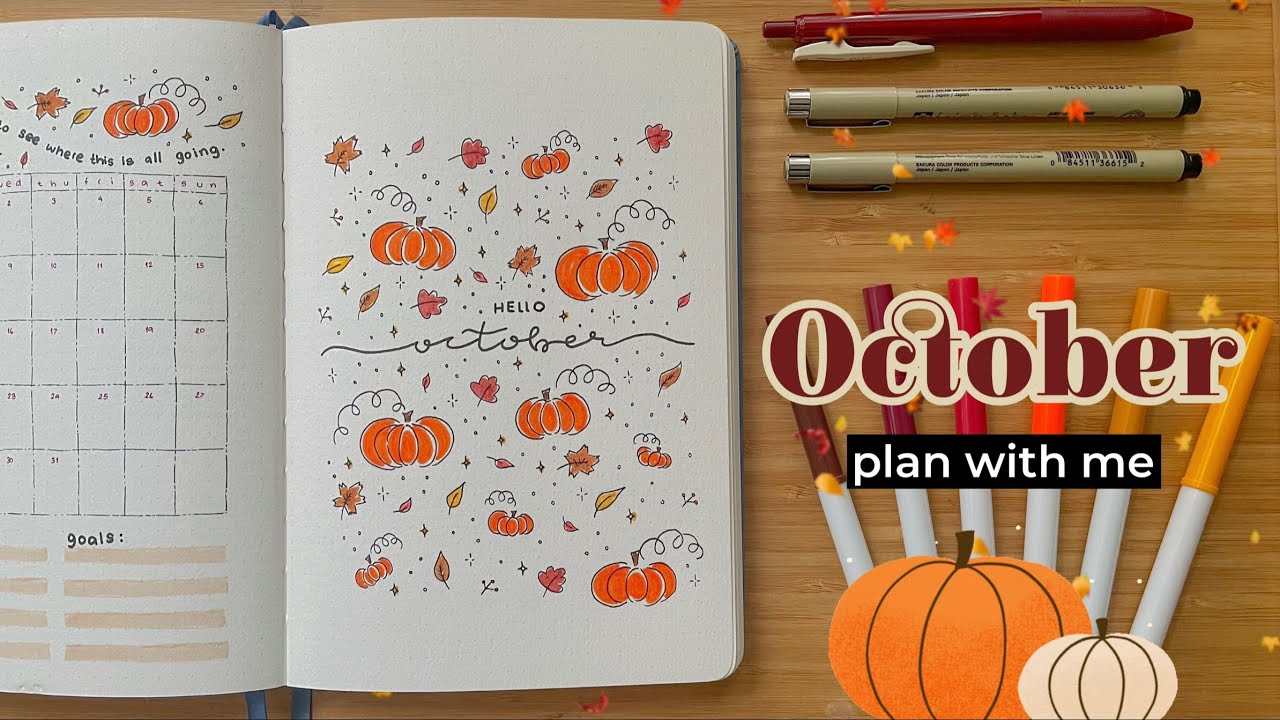 Подготовка к октябрьскому Bullet Journal • Планируйте вместе со мной 🍁 тыквы и осенняя листва