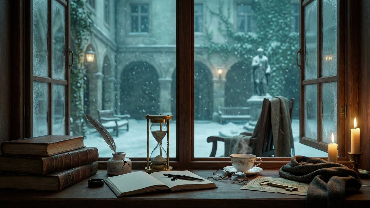 winter hush, steady studying ❄️ dark academia piano ambient piano music for concentration