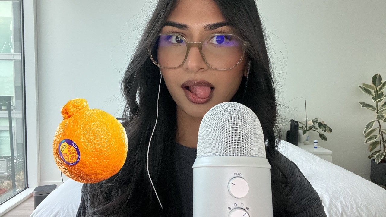 asmr close whispers | eating an orange and yapping away 🍊