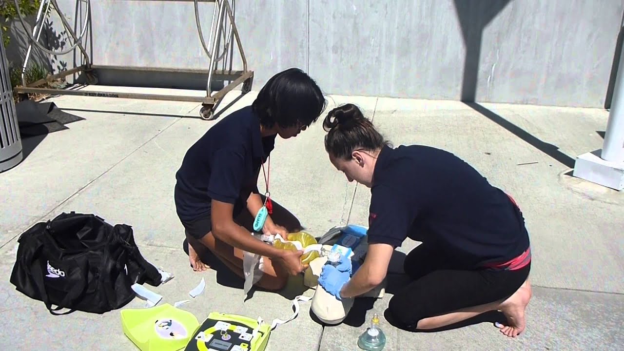 Lifeguarding Drill: 3-Rescuer CPR/AED with BVM progression, one rescuer leaves