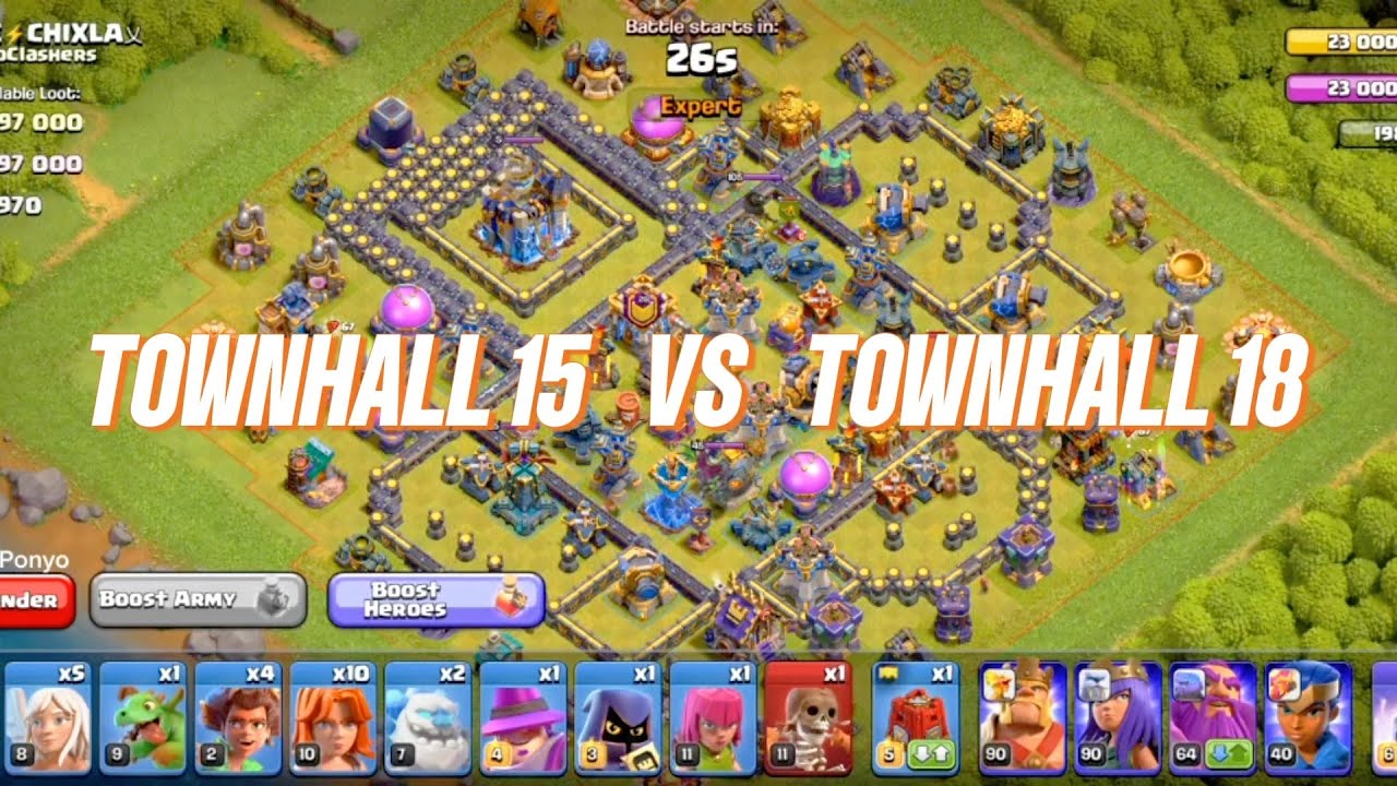 AVERAGE DESTRUCTION 98.7% PER ATTACK TOWNHALL 15 VS TOWNHALL 18