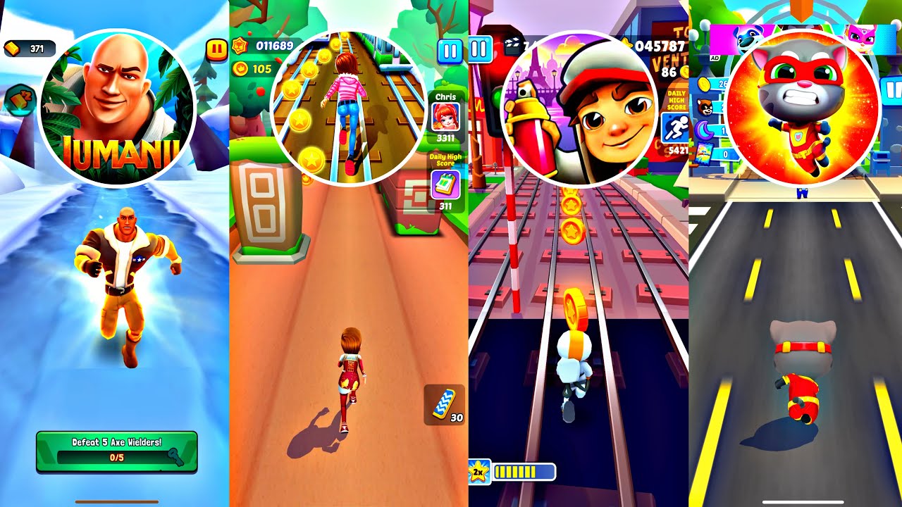 Jumanji 🆚 Subway Princess Runner 🆚 Subway Surfers 🆚 Talking Tom Hero Dash