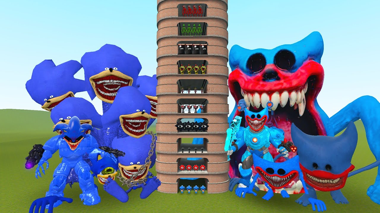 TALLGRASS LITTLE TO BIG ALL SANIC TOPES FUN VS ALL HUGGY WOGGY FAMILY PHASES 1 - 10 in GMod !!