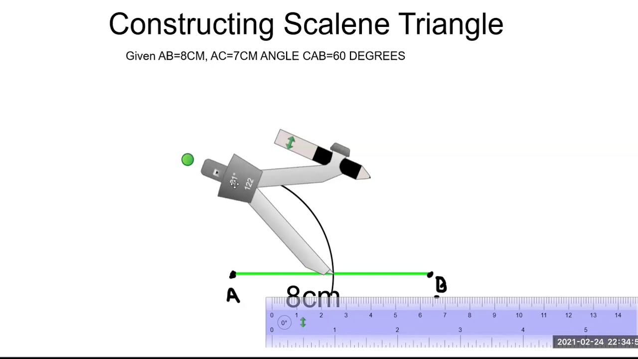 CONSTRUCTING A SCALENE TRIANGLE| Given Two Sides and an Angle| Geometric Construction