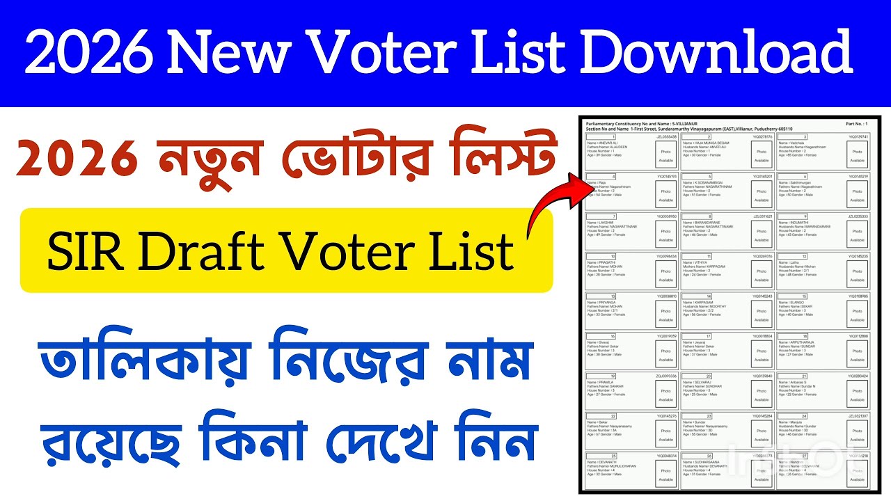 2026 New Voter List Download || SIR 2026 Draft Voter List Download ✅
