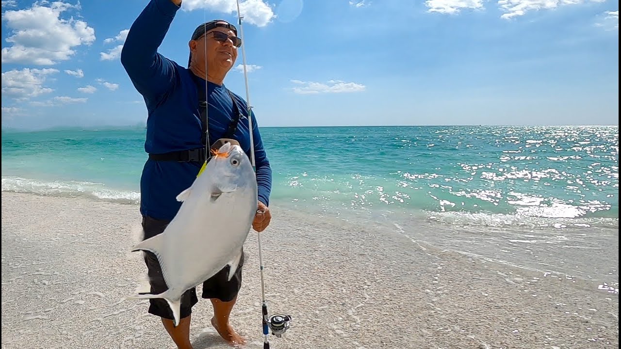 Catching Florida Pompano in the Surf With Jigs (Lido Beach Sarasota Spring Bite)