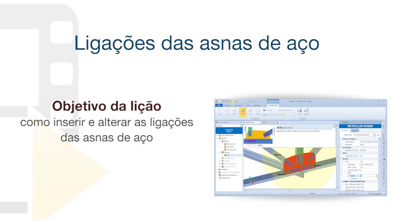 V&iacute;deo Tutorial de EdiLus - Liga&ccedil;&otilde;es das treli&ccedil;as de a&ccedil;o - ACCA software