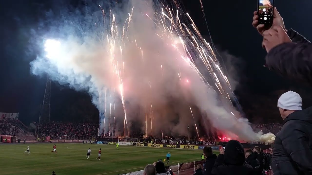 CSKA Sofia football fans set off fireworks mid match!!!