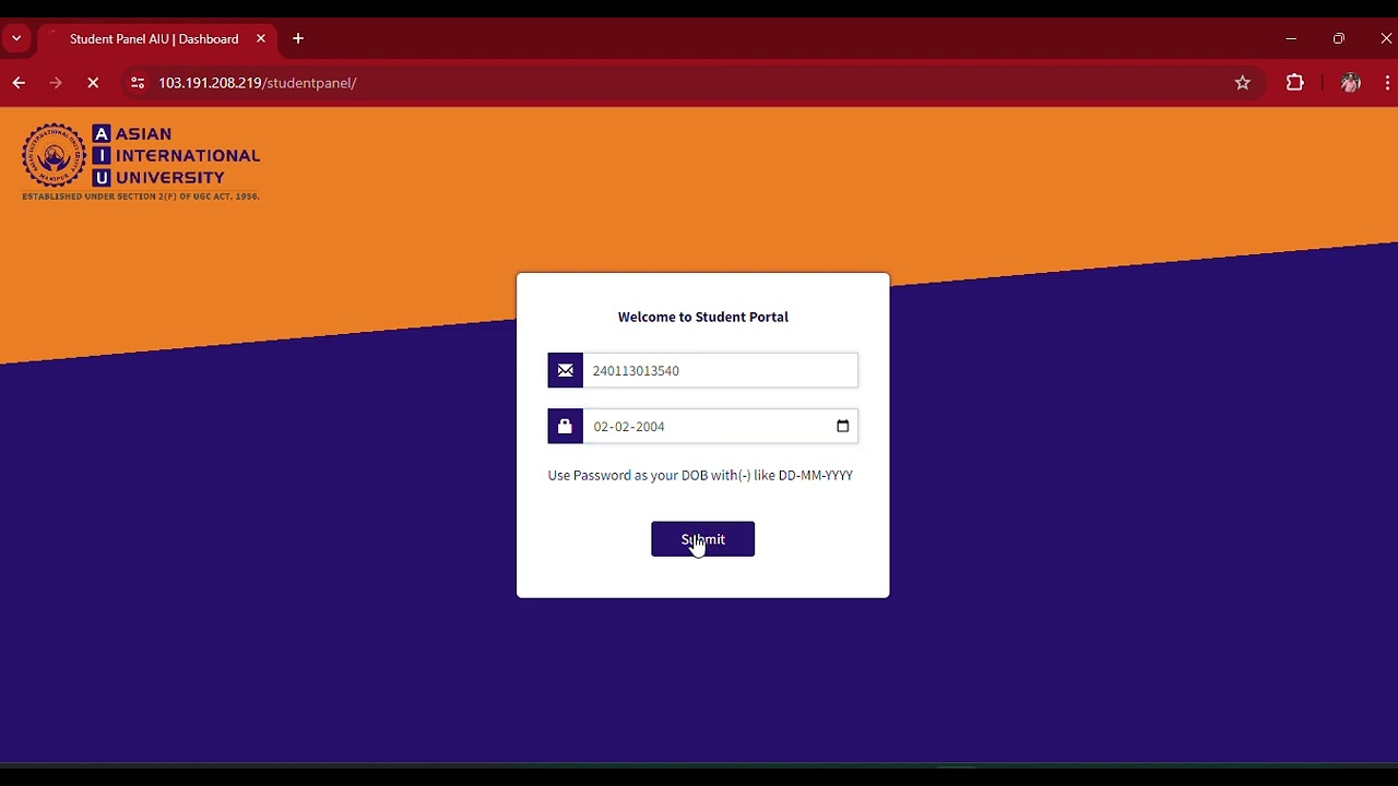 ASIAN INTERNATIONAL UNIVERSITY NEW CANDIDATE LOGIN