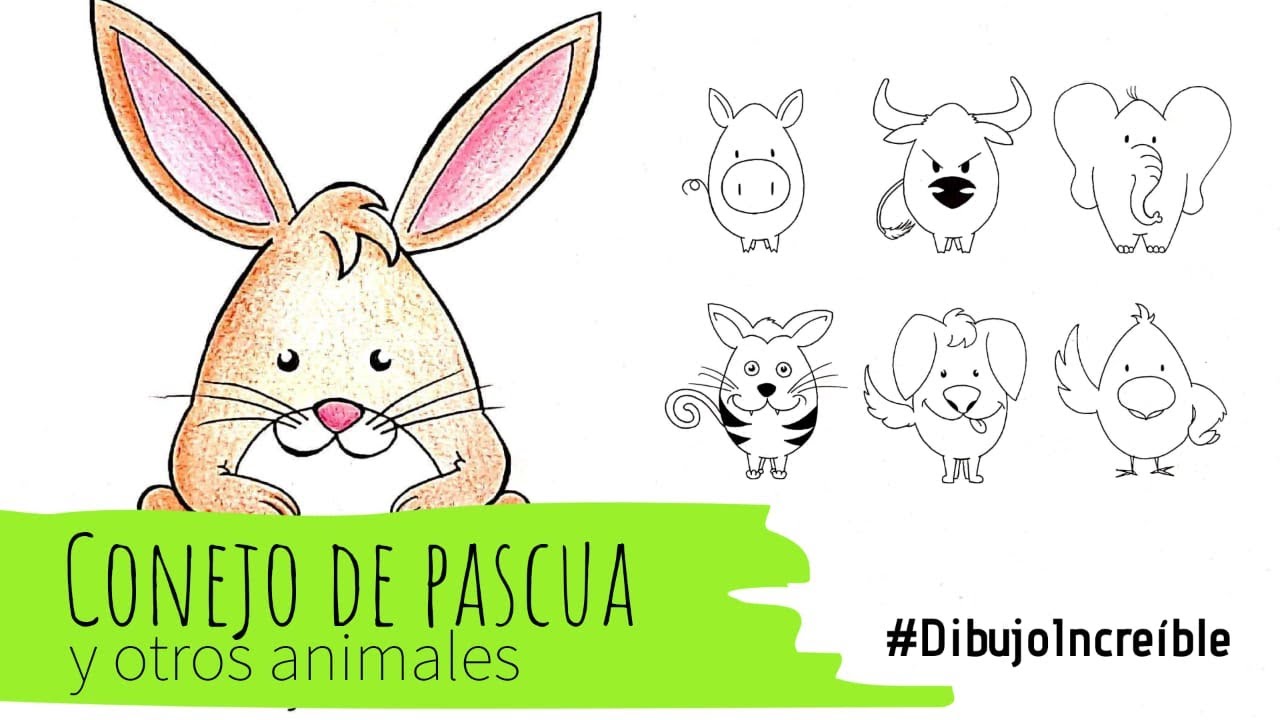 Como dibujar conejos y otros animales faciles. Conejo de pascua | Dibujo Incre&iacute;ble
