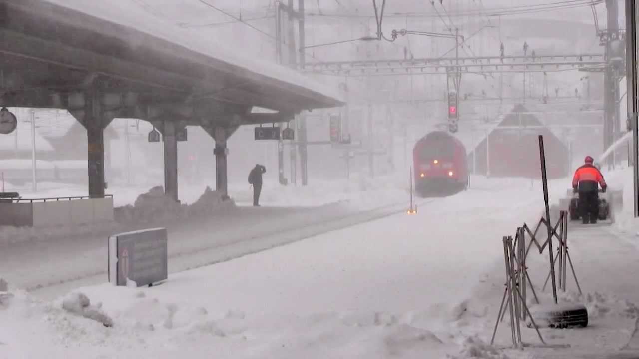 SBB snowtime in Göschenen-Gotthard-Switzerland