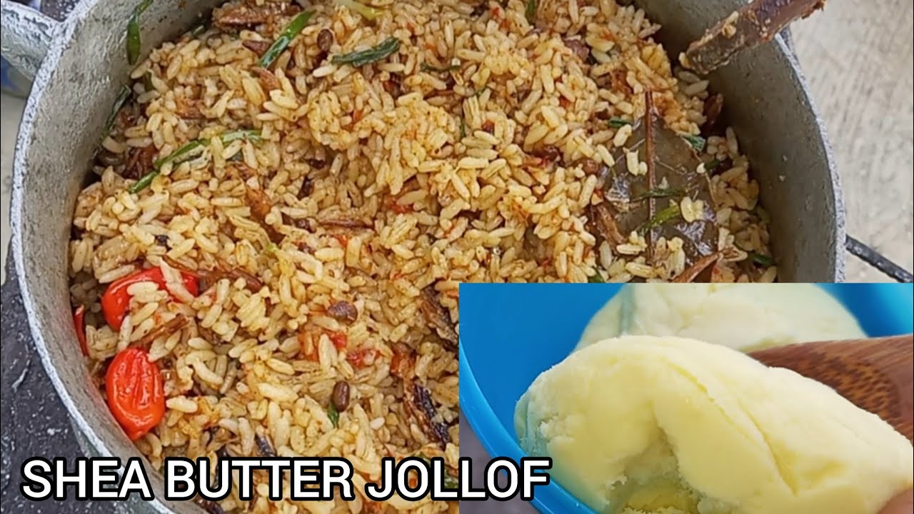 AFRICAN VILLAGE COOKING || How to make Shea butter Jollof Rice #cooking #sheabutter #jollofrice