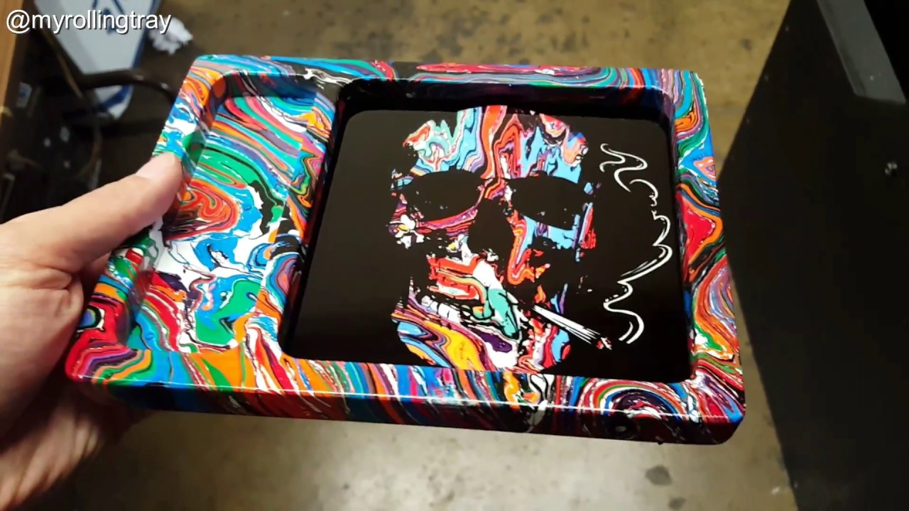 Water Marble Art on rolling trays myrollingtray.com