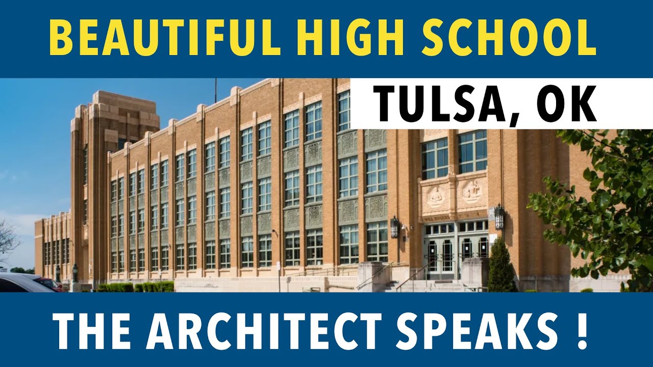 Art Deco High School in Tulsa OK - Will Rogers High School - Designed by Joseph Koberling