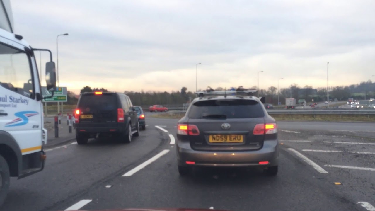 Right turn towards henley in Arden using the small roundabout near Longbridge