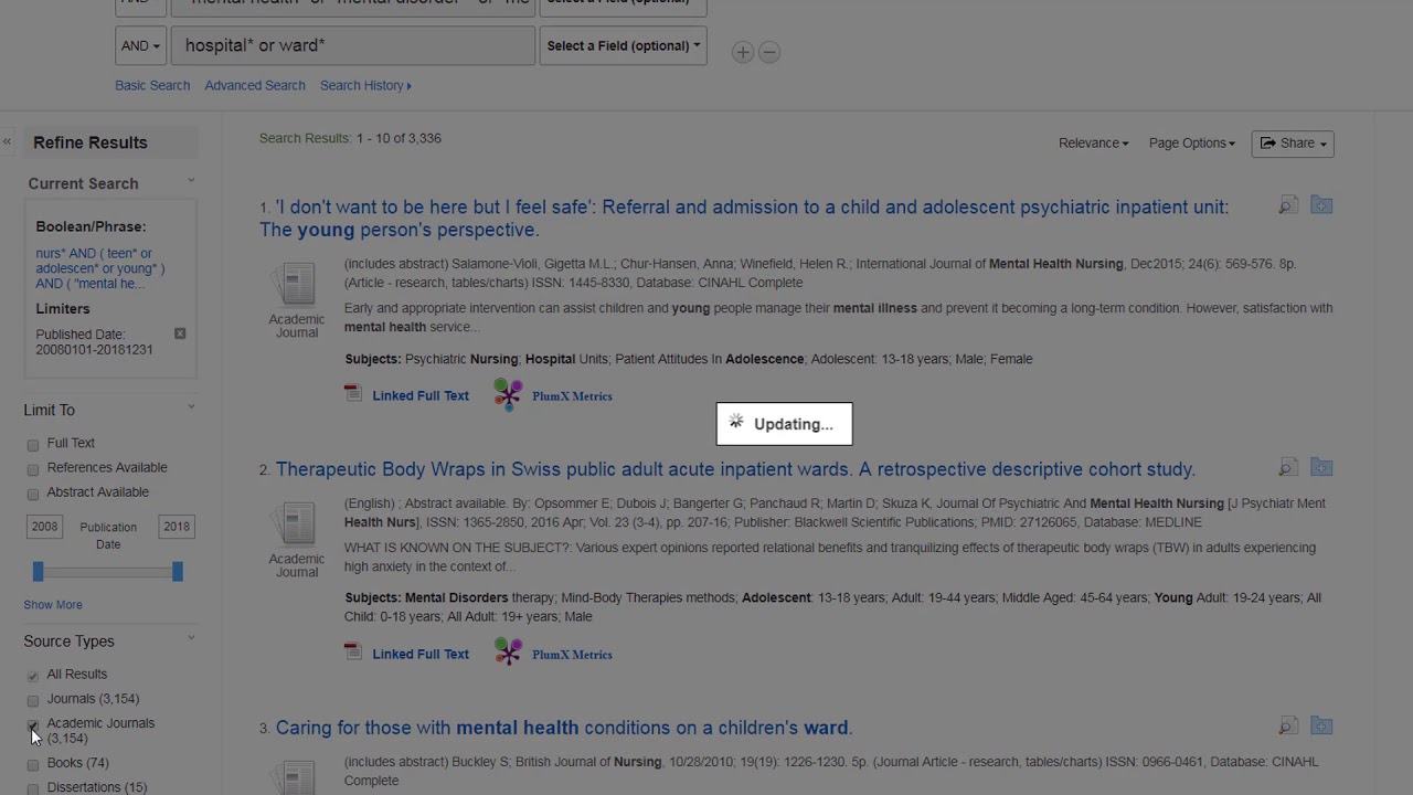 Using Nursing & Health journal databases: Cross-searching and removing duplicates