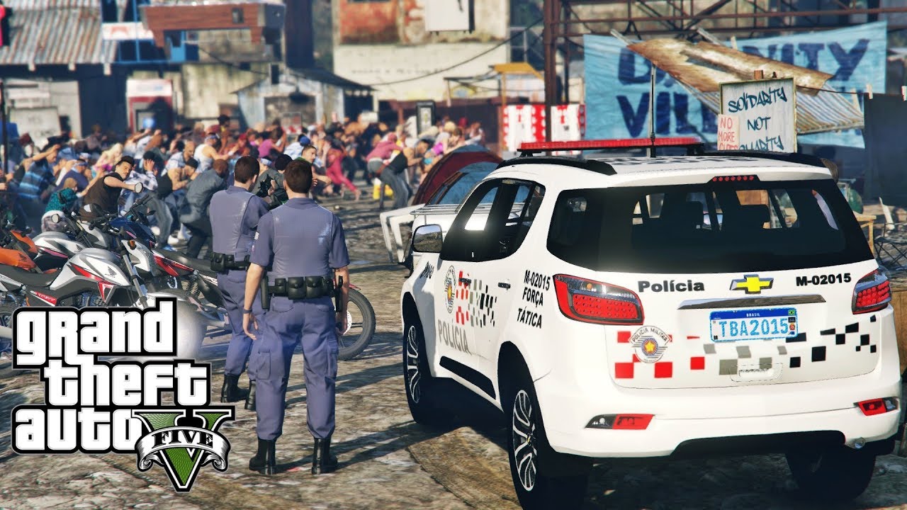 GTA 5 | POLÍCIA FORÇA TÁTICA SP INVADINDO PANCADÃO NA FAVELA DE NOVA VIATURA !