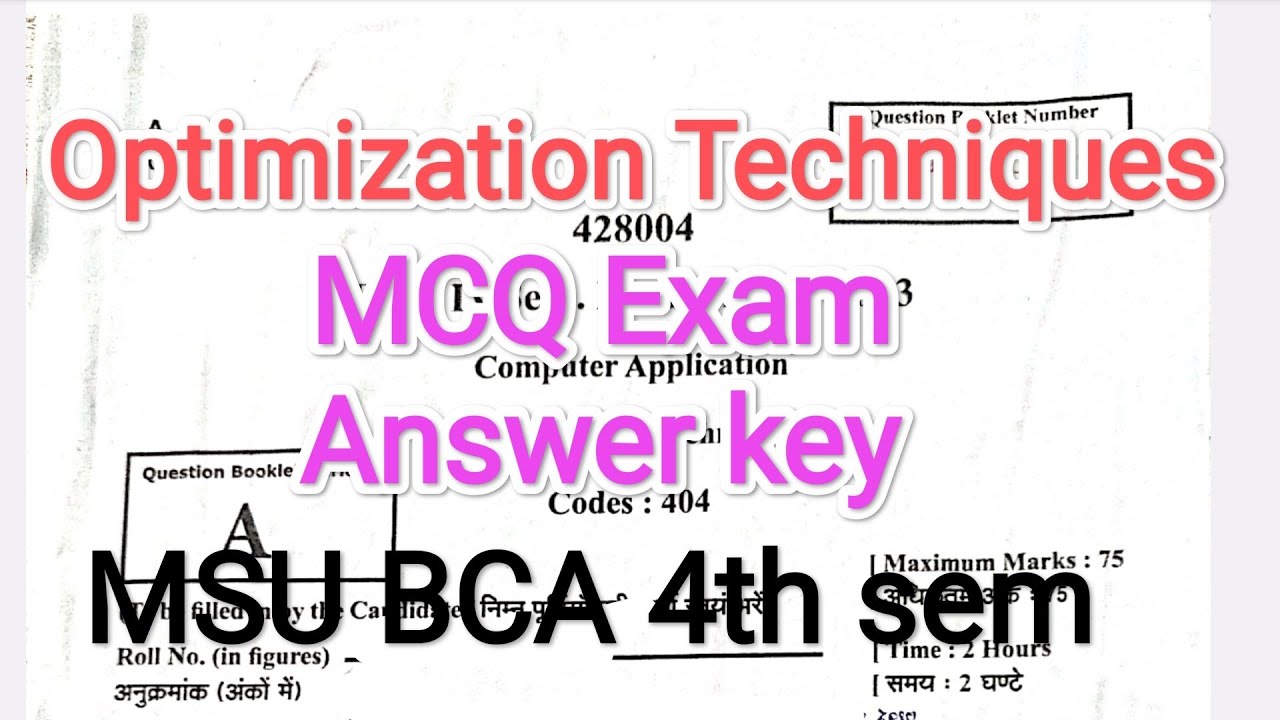 Optimization Techniques Answer key