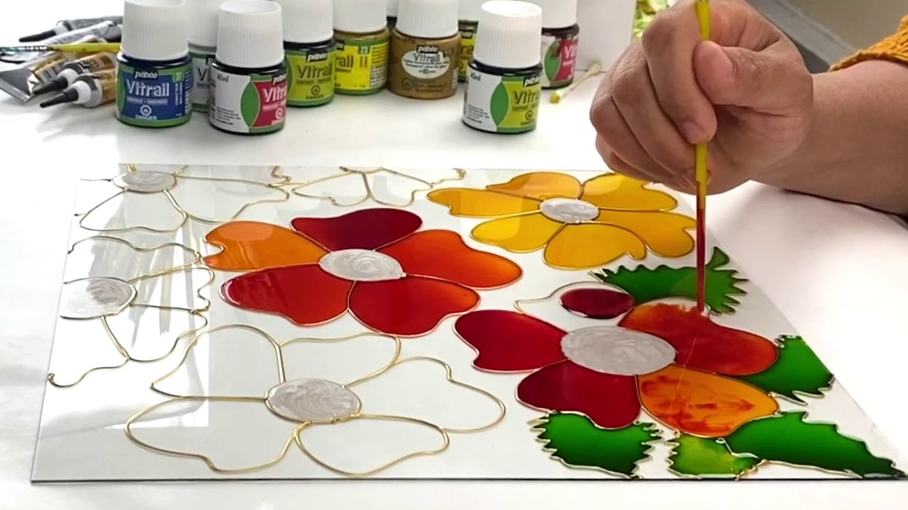 LOOK AT MY Freehand Glass Painting رسم على الزجاج - الرسم الحر
