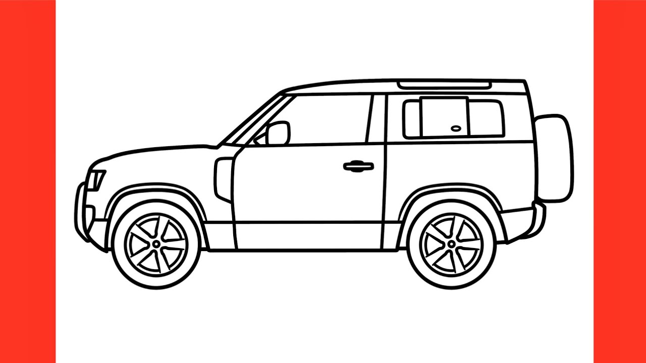 How to draw a LAND ROVER DEFENDER 90 2020 easy / drawing land rover defender l663 car