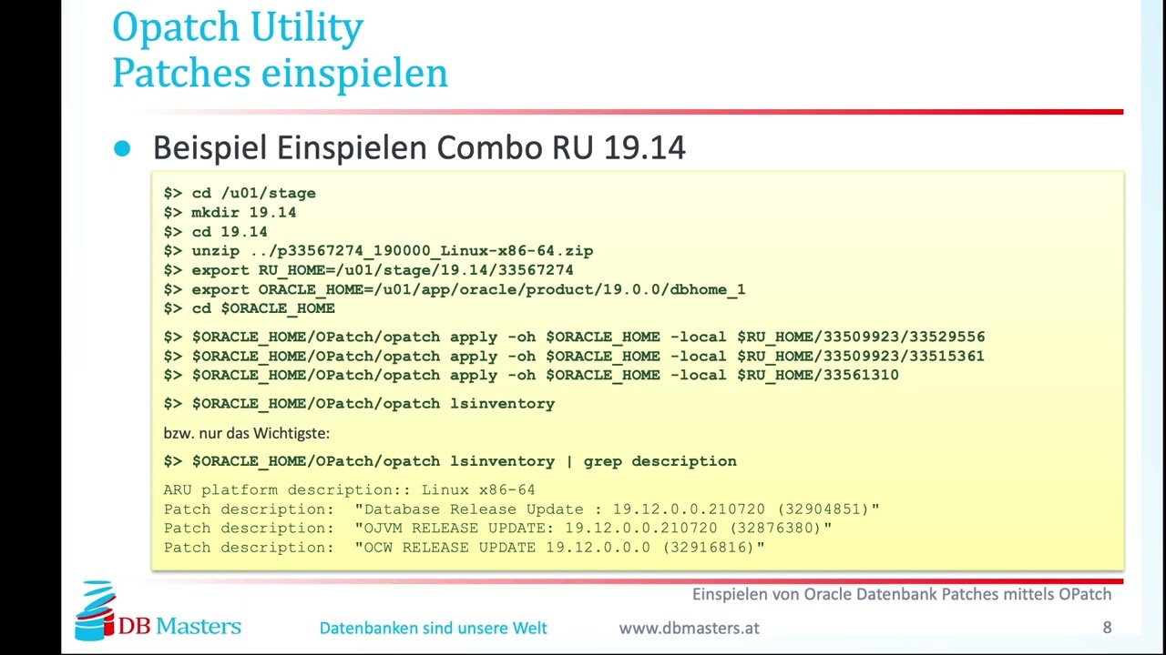 DB Masters Webinar Oracle Datenbank Patchen mit OPatch