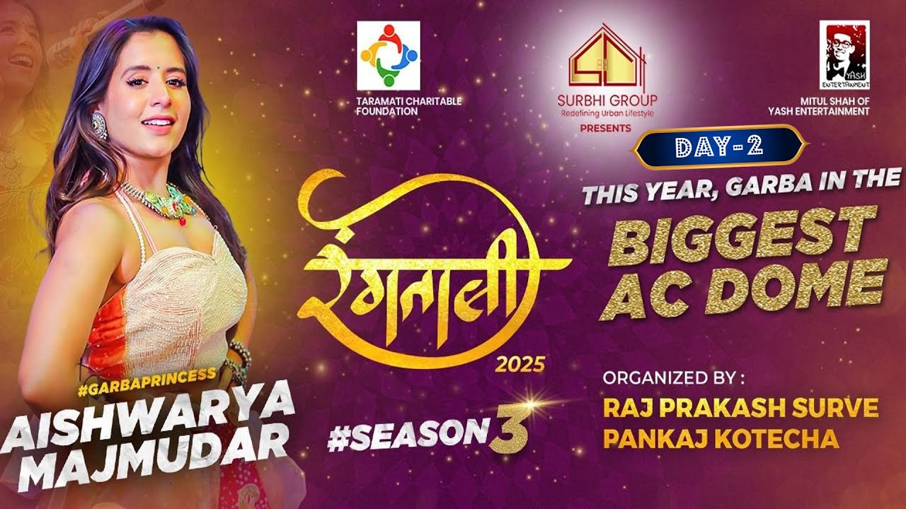 Aishwarya Majmudar || Rangtaali 2025 || Garba Mahotsav || Day - 2 || Borivali West || MHB Colony ||
