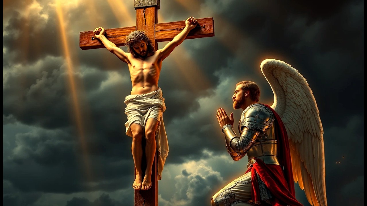 Por que o Arcanjo Miguel se ajoelhou quando Cristo foi crucificado?