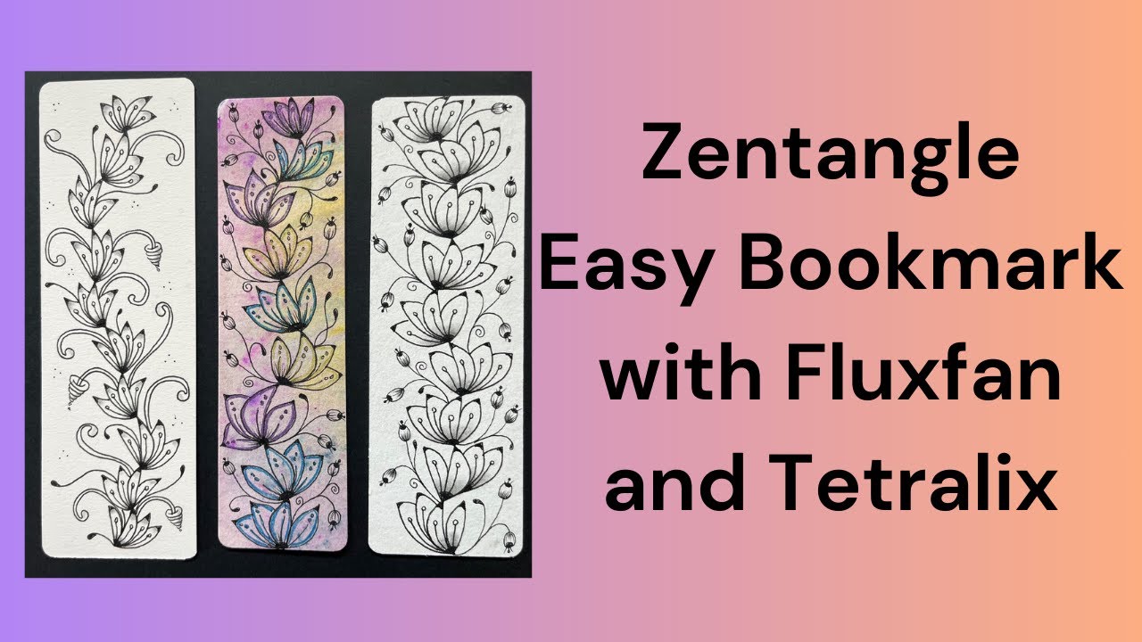 Easy Zentangle Bookmark with the patterns Fluxfan and Tetralix