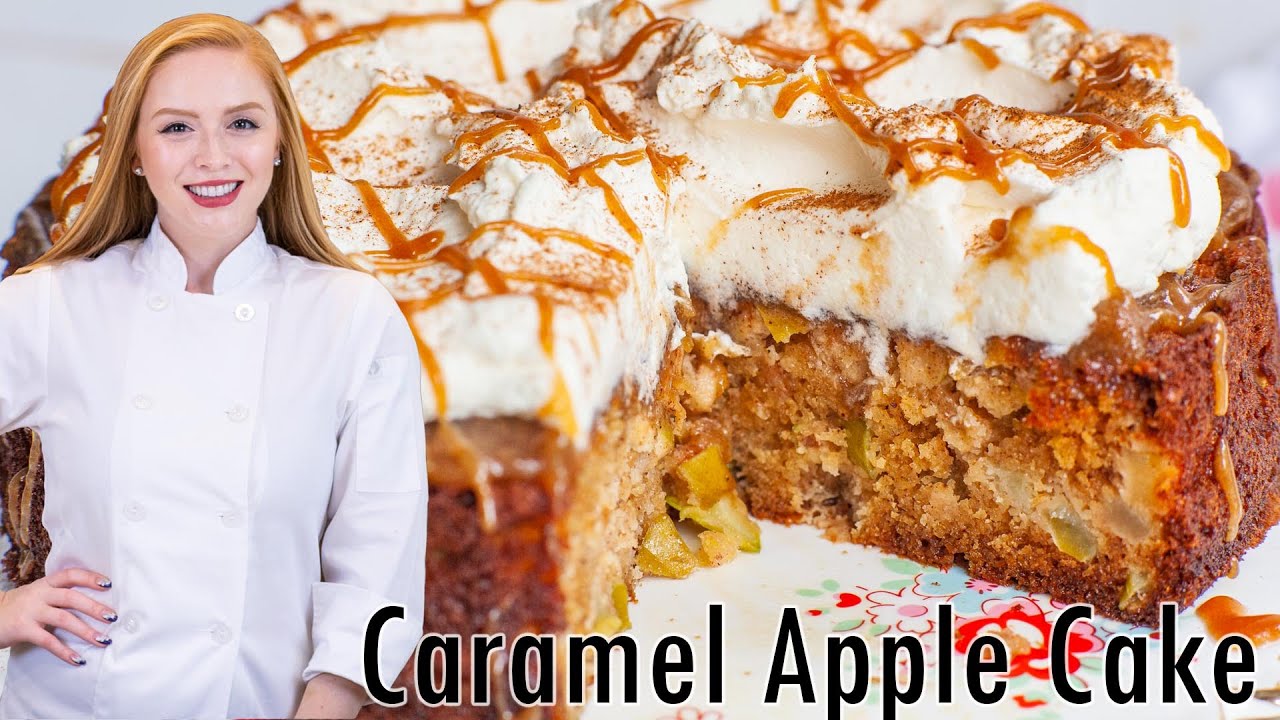 EASY Caramel Apple Cake Recipe - with apple butter!