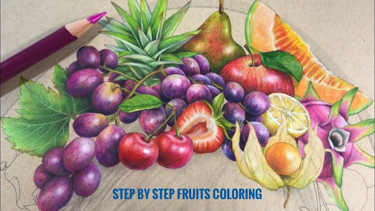 STEP BY STEP: FRUITS COLORING // Coloring Page by Chris Cheng