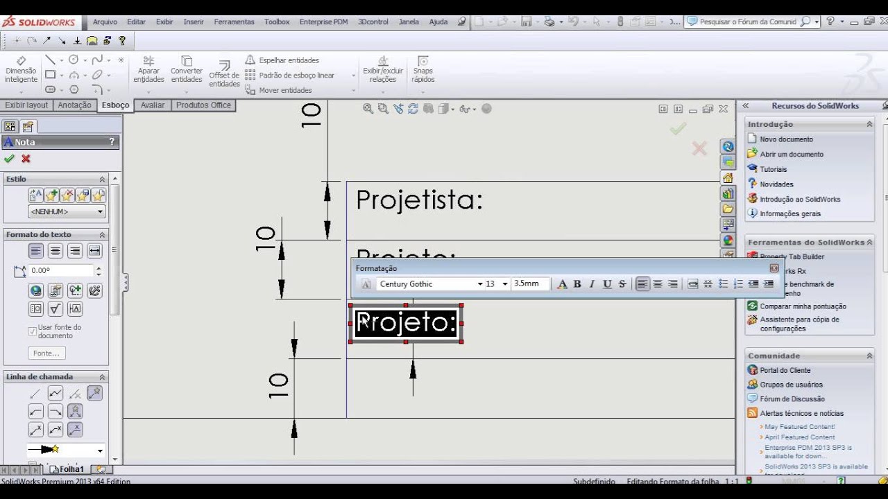 Tutorial de Criação de Folha de Desenho no Solidworks. PARTE 1