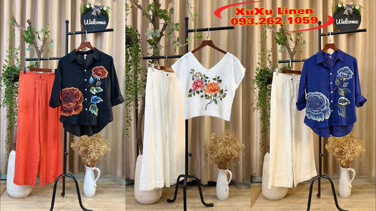 Trưa 24/02 Linen pháp mềm mại, áo thêu tay, shop chính chủ zalo chốt hàng 093.262.1059