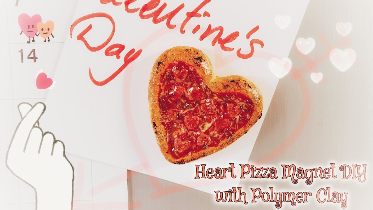 How to make a Heart Pizza Magnet with Polymer clay ♥️🍕