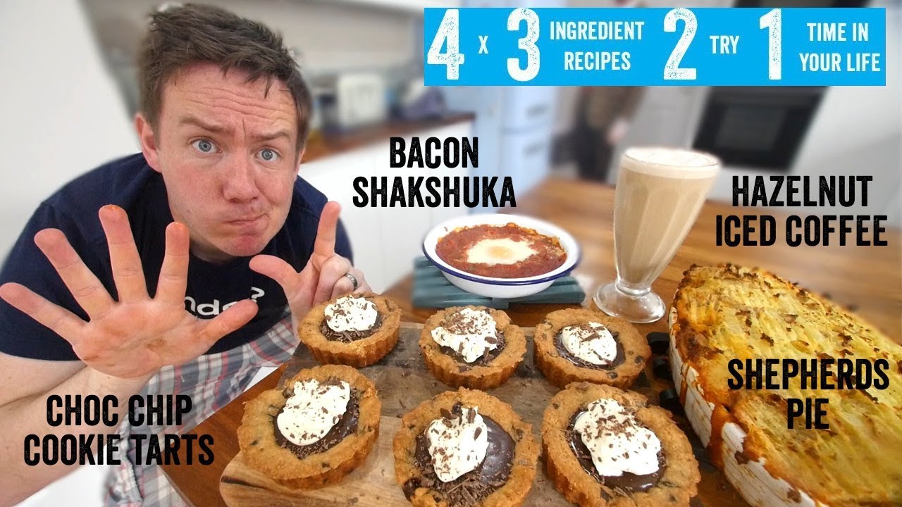 Make a 3 Course Meal & a drink with 3 Ingredients each | Ft a Bacon Shakshuka