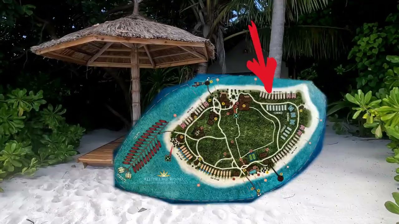 Reethi Faru, Maldives. Остров по кругу обзор выходов к морю с вилл