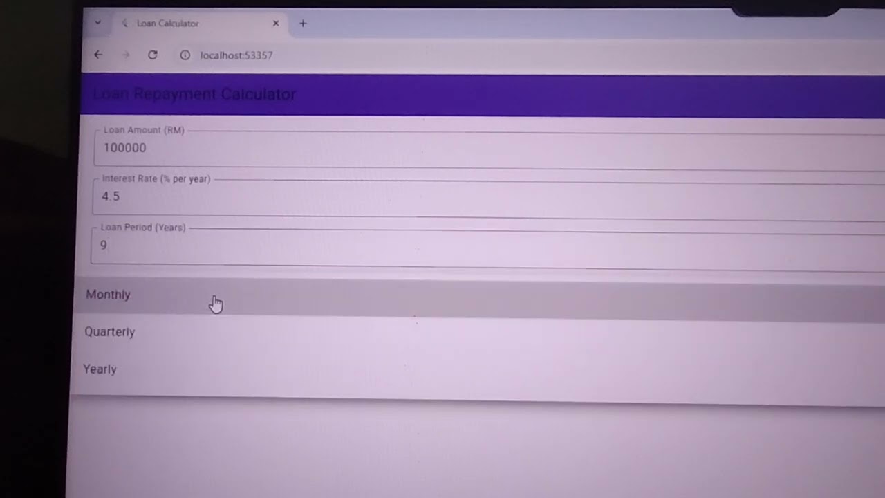 Flutter Loan Repayment Calculator