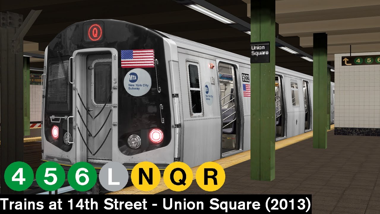 OpenBVE Virtual Railfanning: 4, 5, 6, N, Q and R and L Trains at Union Square (2013)