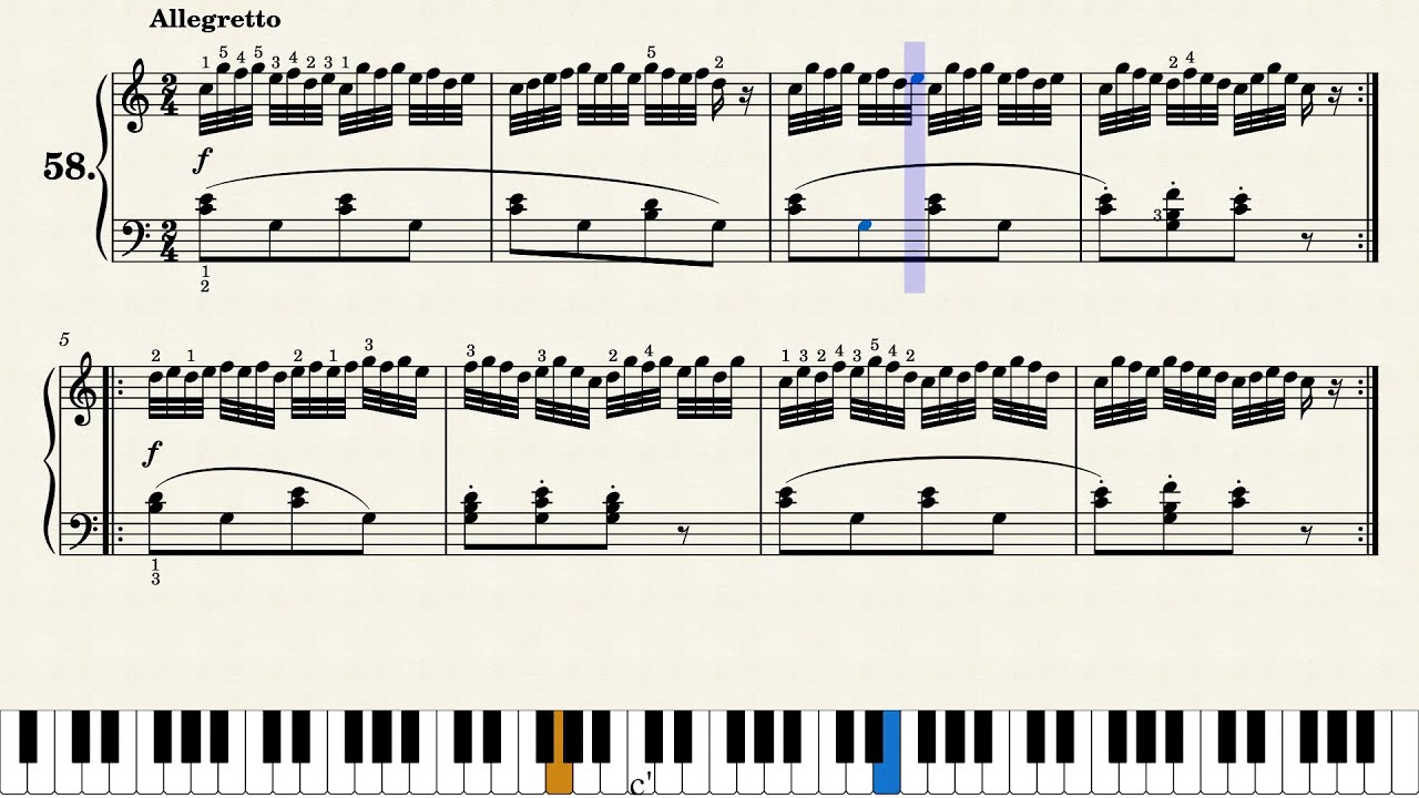 체르니 초급 연습 100곡 No.58 | Czerny Op.599 No.58 (Practical Exercises For Beginners)